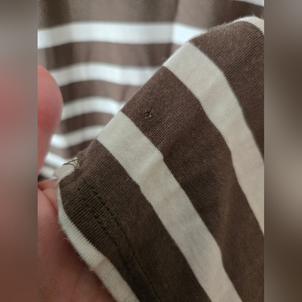 Jackson Rowe XL Khaki Green & Cream Striped Knotted Front Long Sleeve Top - Picture 9 of 9